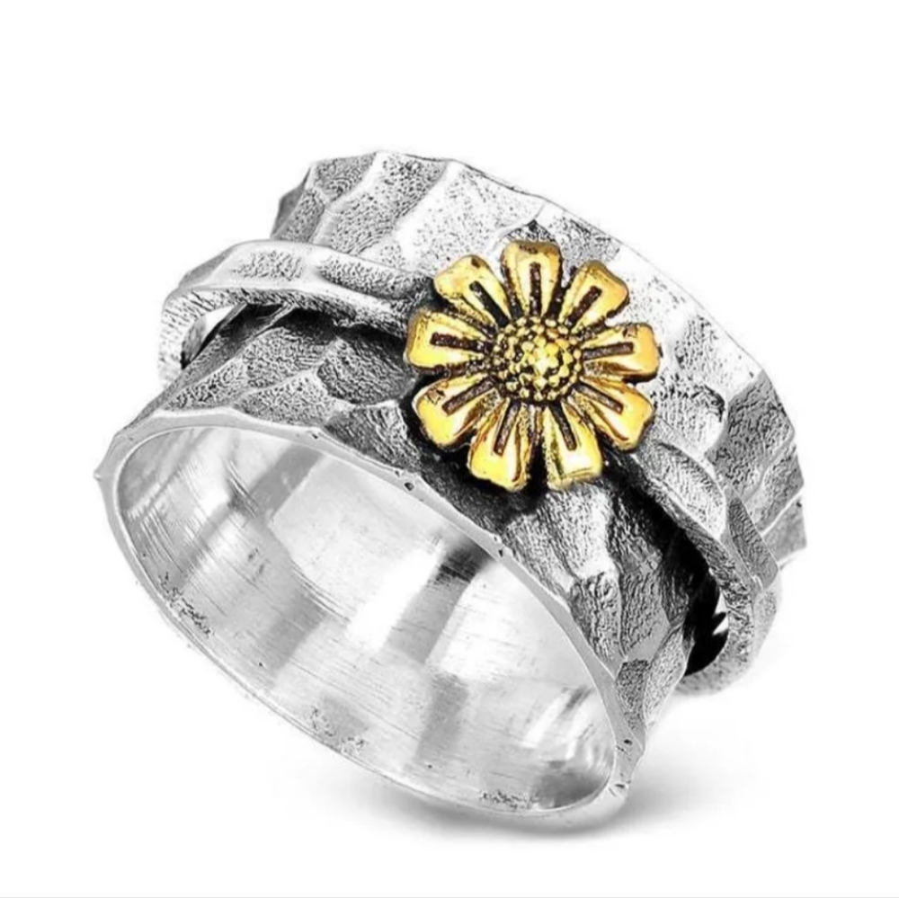 Fashion Chrysanthemum Metal Plating Metal Women's Rings Size 7 - Picture 3 of 8